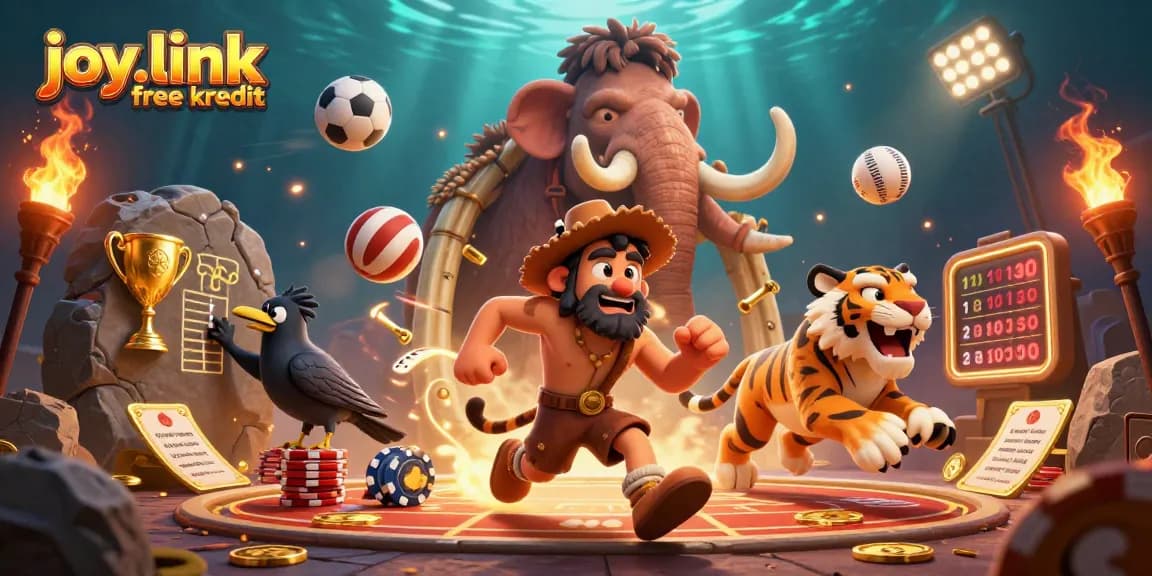 Experience thrilling gaming action with joy.link free kredit in a vivid prehistoric casino atmosphere.