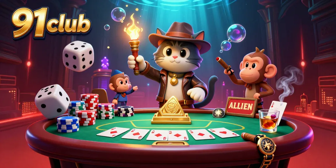 Experience the excitement of 91 club with a thrilling 3D digital illustration of a cat archaeologist discovering treasures.