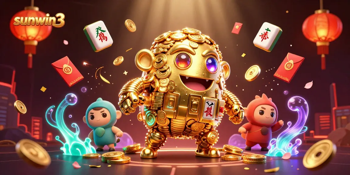 Experience excitement with the sunwin3 golden golem amidst vibrant casino elements.