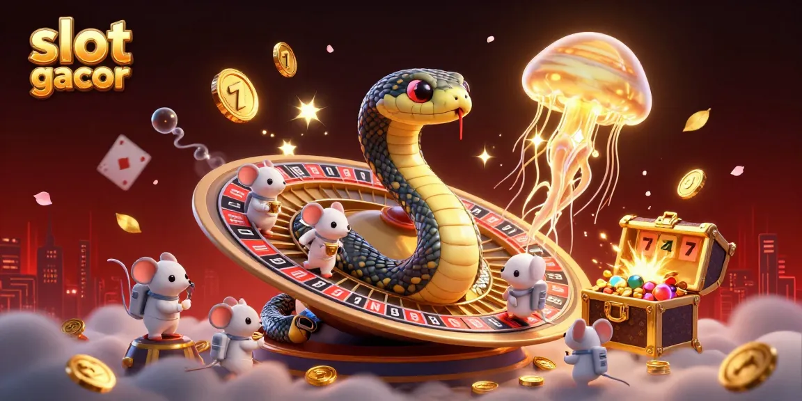 Engaging 3D scene of slot gacor action with astronauts betting on a cosmic roulette wheel amidst vibrant casino elements.