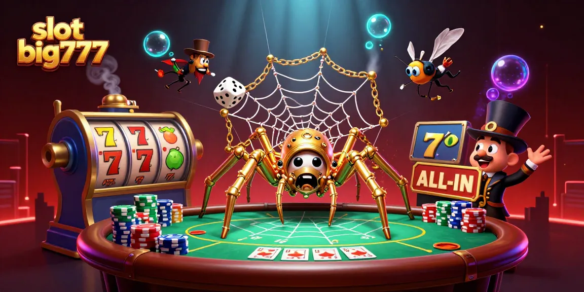 Engage with slot big777 magic in a vibrant casino scene filled with dazzling elements and characters.